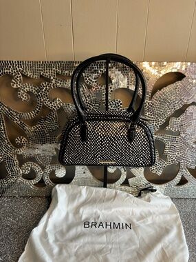 🌟Brahmin Glorieta leather shoulder bag black and white purse🌟 NWT